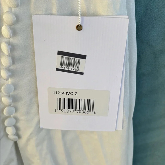 NWT MAC DUGGAL Embellished drop shoulder column gown, Ivory Sz 2 Beaded Sequins - Picture 3 of 12